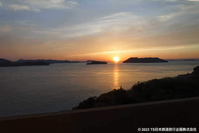 View from the train over the Seto Ohashi Bridge