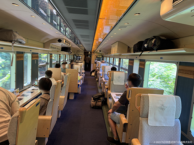 Interior view of JR West's Ametuchi Tourist Train