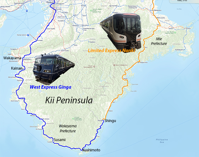 West Express Ginga & Limited Express Nanki Map
